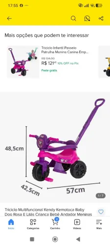 Velocípede feminino Rosa