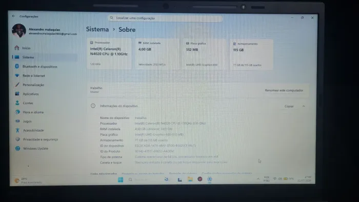 Notebook Positivo Intel Celeron 4GB RAM + Brindes (Mouse e Case Externo) - Ótimo Estado!