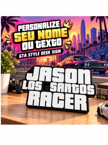 Placa personalizada com seu nome estilo GTA - Impressão 3D