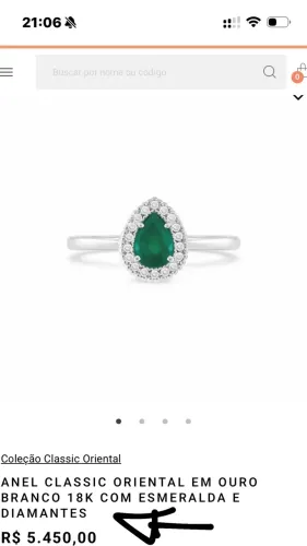 ANEL CLASSIC ORIENTAL EM OURO BRANCO 18K COM ESMERALDA E DIAMANTES