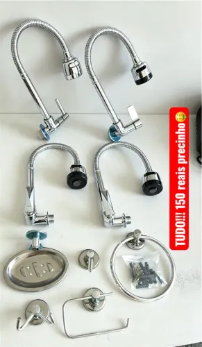 TUDO!!! 150 reais? 4 torneiras e 1 kit banheiro inox
