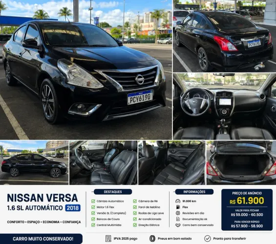 Nissan Versa SL 1.6 16V Flexstart 4P Aut. 2018