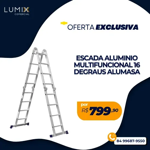 ESCADA ALUMINIO MULTIFUNCIONAL 16 DEGRAUS ALUMASA