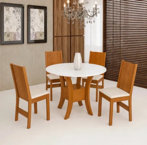 MESA DE JANTAR REDONDA 4 CADEIRAS - MODELO LUNA