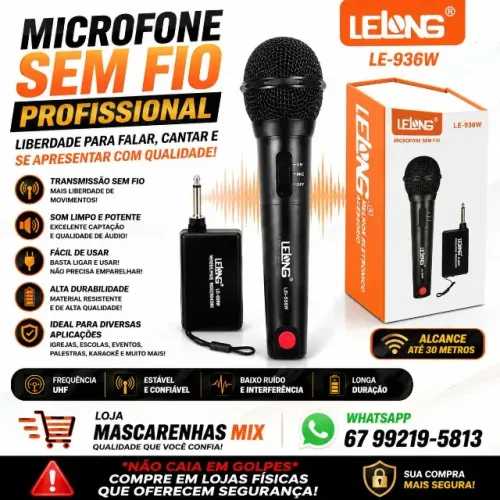 Microfone Sem Fio Profissional  Cod: 0136