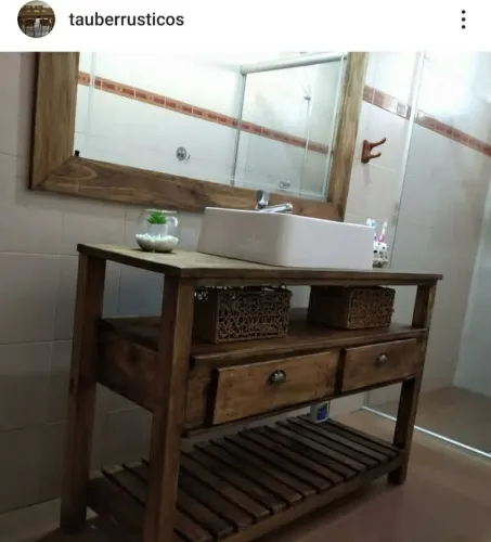 Balcão aparador para lavabo de madeira rústico NOVO!!!!