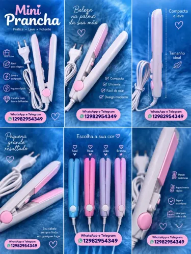 Mini Prancha Portatil Para Cabelo Diversas Cores