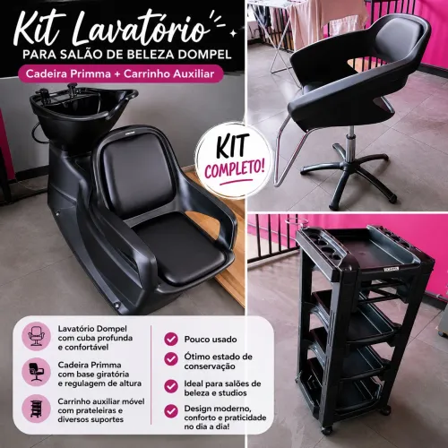 Kit lavatório, cadeira e carrinho Dompel impecável 