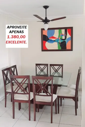 LINDA MESA EM VIDRO MODERNA 6 CADEIRAS USADAS