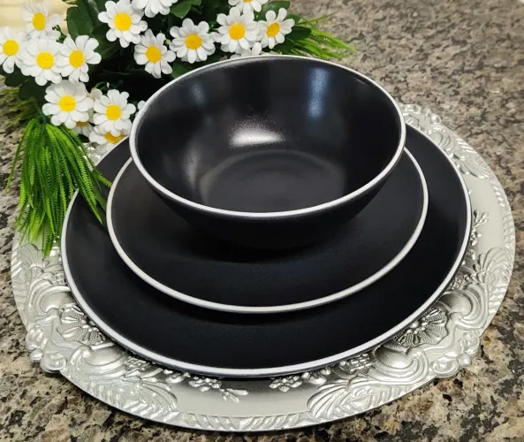 NOVO - Aparelho de Jantar Preto Mason Cash - 18 peças