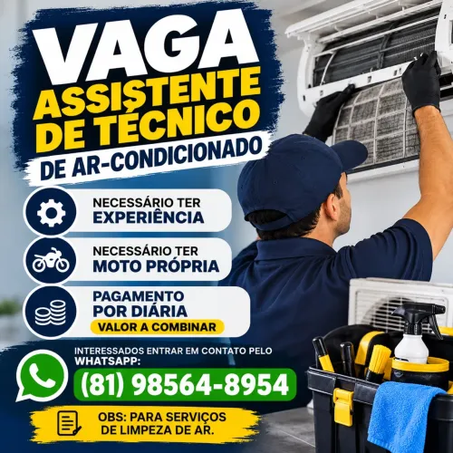 Assistente de Técnico de Ar-Condicionado - Com Experiência e Moto