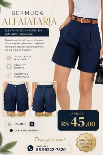 Linda bermuda estilo alfaiataria