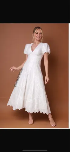 Vestido midi branco/ off white tam 42