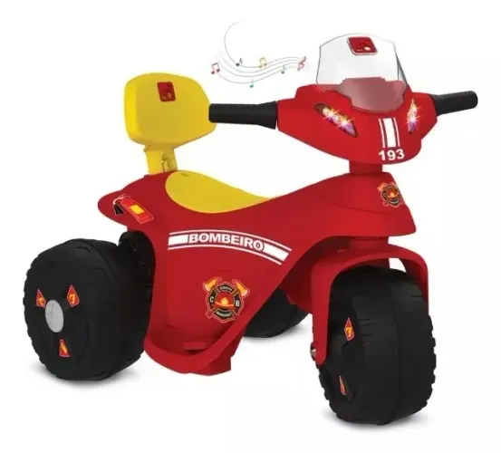 (Novo) Carrinho Elétrico Infantil Bombeiro Eletrica 6v Vermelha Bandeirante