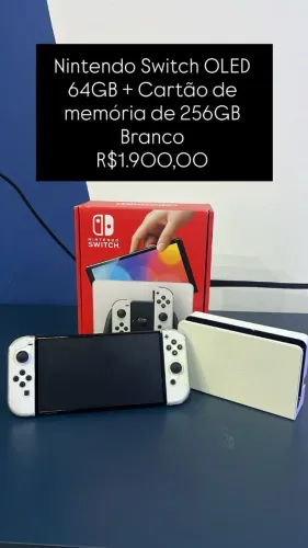 Seminovo: Nintendo Switch OLED 64Gb+ cartão 256GB Branco | Novo/Lacrado | Loja Fisica