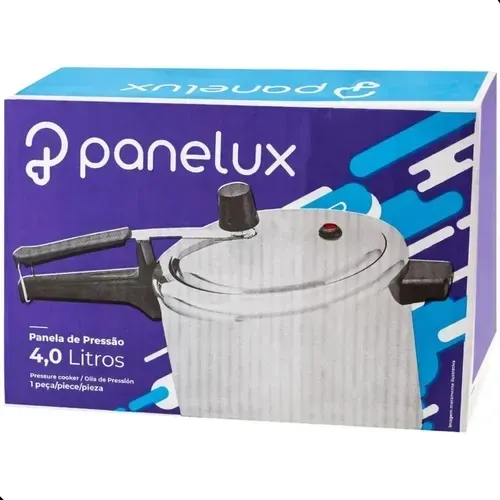 Panela de Pressão Panelux de 4,0 litros em alumínio polido.