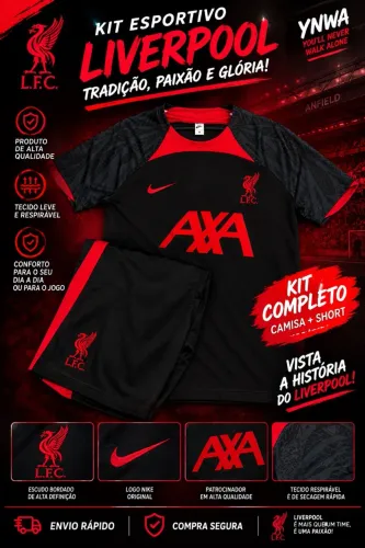 KIT ESPORTIVO LIVERPOOL - CAMISA + SHORT