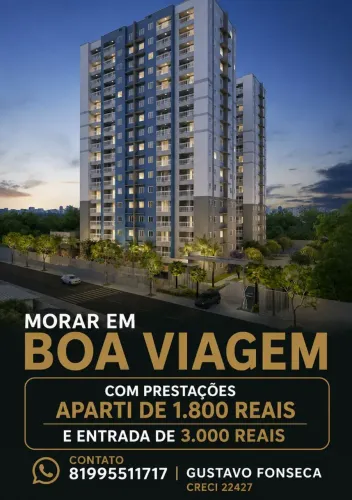 Apartamento em boa viagem com apenas 3.000 de entrada e parcela chegando em 1.800 reais 