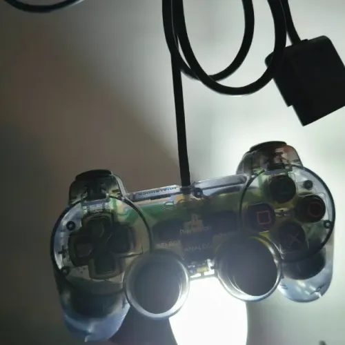 Controle PS2 Original, Controle translúcido Clear Crystal, Controle Zen Black