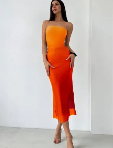 Vestido Shein Degrade Laranja