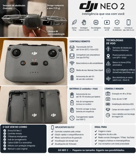 DRONE DJI NEO 2. EXTREMAMENTE NOVO. COM 20 MIN DE VOO SOMENTE.