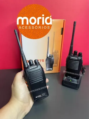 Kit 2 Rádios Comunicador Uhf 16 Canais 12km Alcance Walkie Talkie 2 Microfones 2 Bases 