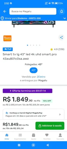 Tv 43 LG 4k 2 meses de uso