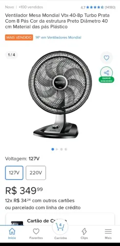 Ventilador Mondial Vtx40 8pas Novo.