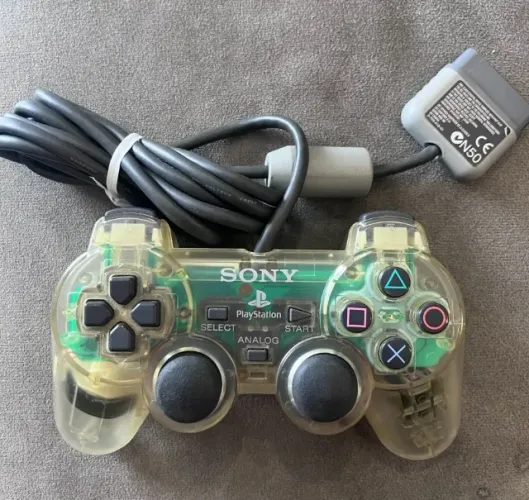 Controle Dualshock PS1 Cristal Clear transparente