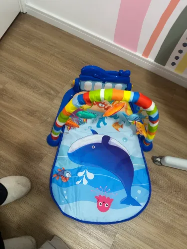 Tapete de Atividades Infantil Interativo com Piano Musical - Tema Fundo do Mar / Baleia