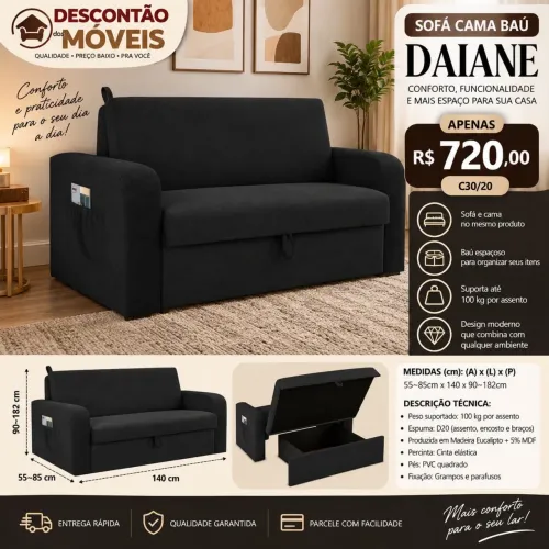 Sofá Cama Baú Daiane