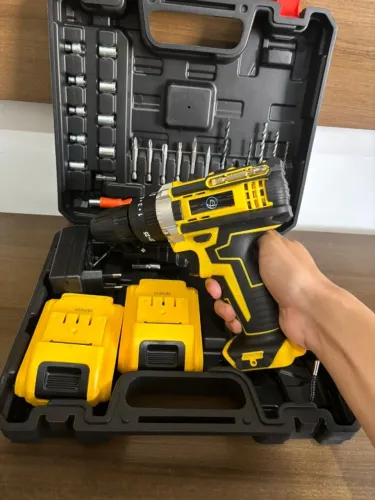 Furadeira e Parafusadeira de Impacto 48V Recarregável | Kit Completo com Maleta