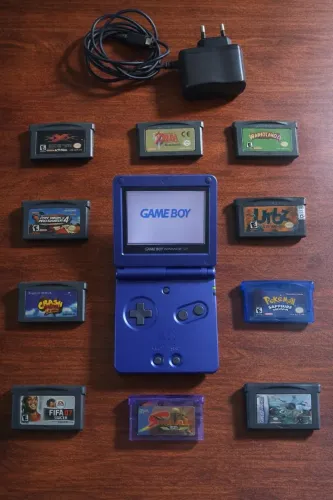 ! Gameboy Advanced SP Azul ! + 9 Cartuchos