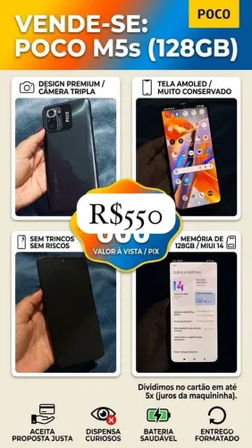Vende_se POCO M5s  128 Gigas  bem conservado, original $550