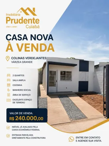Casa para Venda em Várzea Grande, São Simão, 2 dormitórios, 1 banheiro, 2 vagas