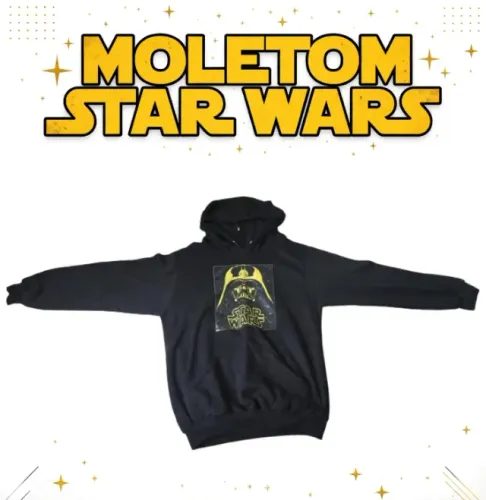 Moletom c/ estampa do Darth Vader e logotipo de Star Wars preto (tamanho G) c/ capuz