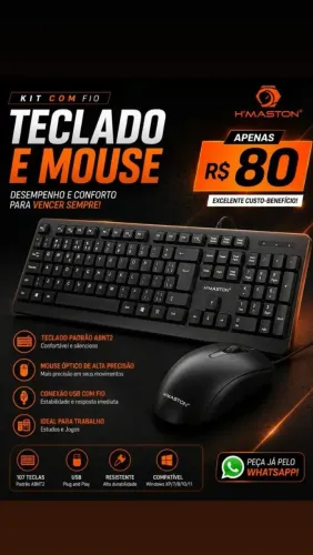 Teclado e mouse com fio 