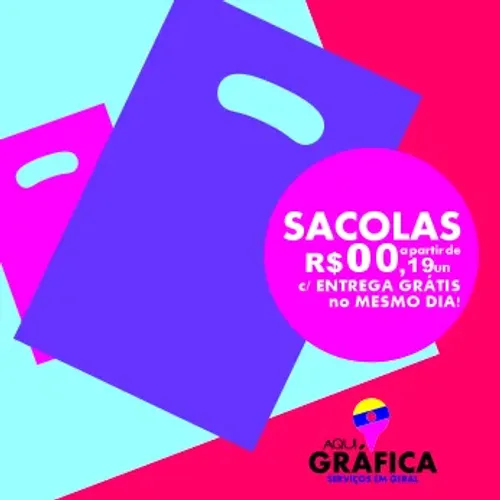 Sacola c/ Alça Vazada (Boca de Palhaço) por R$ 0,19 A Uni. c/ Entrega Grátis no Mesmo Dia!