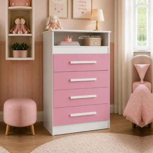 Comoda Infantil Rosa branco ou Azul braco