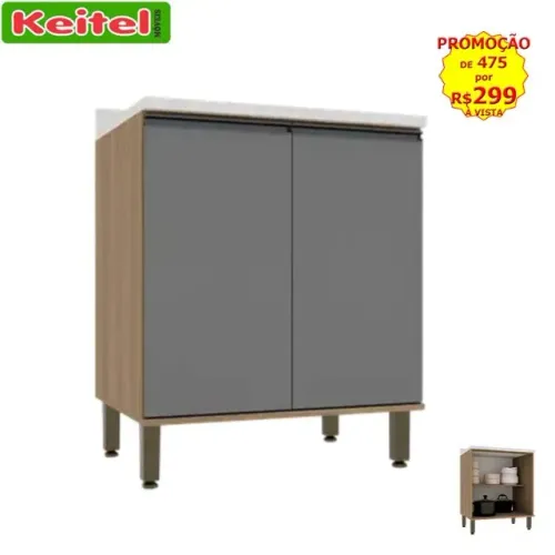 Balcão 2 portas de 70 Diana Avelã / Cinza Promoção De R$475,00 Por R$299,00 à vista.