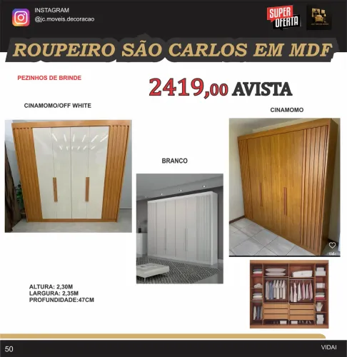 ROUPEIRO SÃO CARLOS DETALHE RIPADO MDF