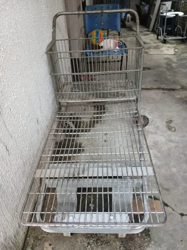 Carinho de supermercado dupla cesta 