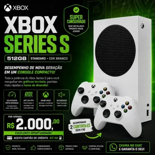 Xbox Séries S 512gb Branco + 2 Controles sem fio
