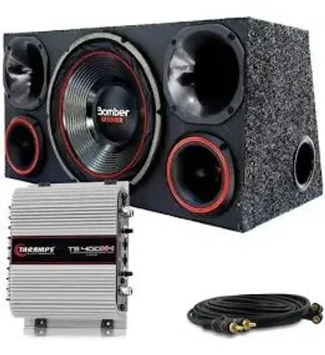 Caixa trio 600 rms mais módulo 600 rms +cabos 3 metros rva + 1cabo y