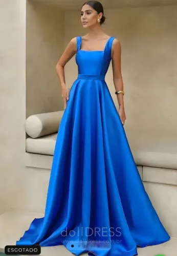 lindíssimo vestido azul royal zibeline acetinado e toque de seda - apenas uma vez usado!