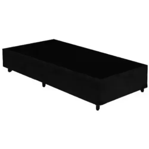 Base Box Solteiro Simples Corino Preto - BIOSTAR / pronta entrega 