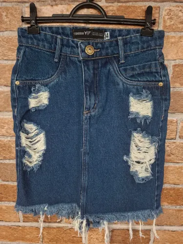  Saia jeans midi