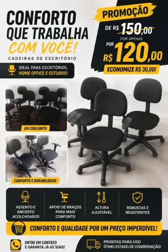 Cadeiras de escritório executiva secretária home office giratória com rodinhas