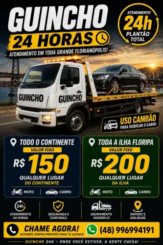 Guincho 24h via cambão e reboque para motos valores fixo