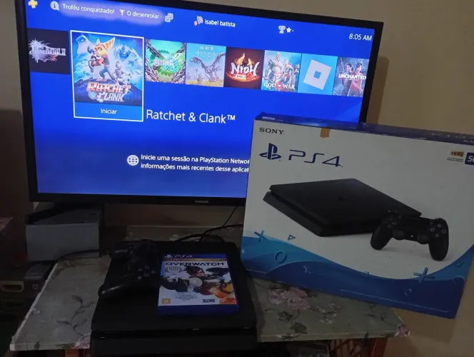 PS4 slim semi novo na caixa (troco)